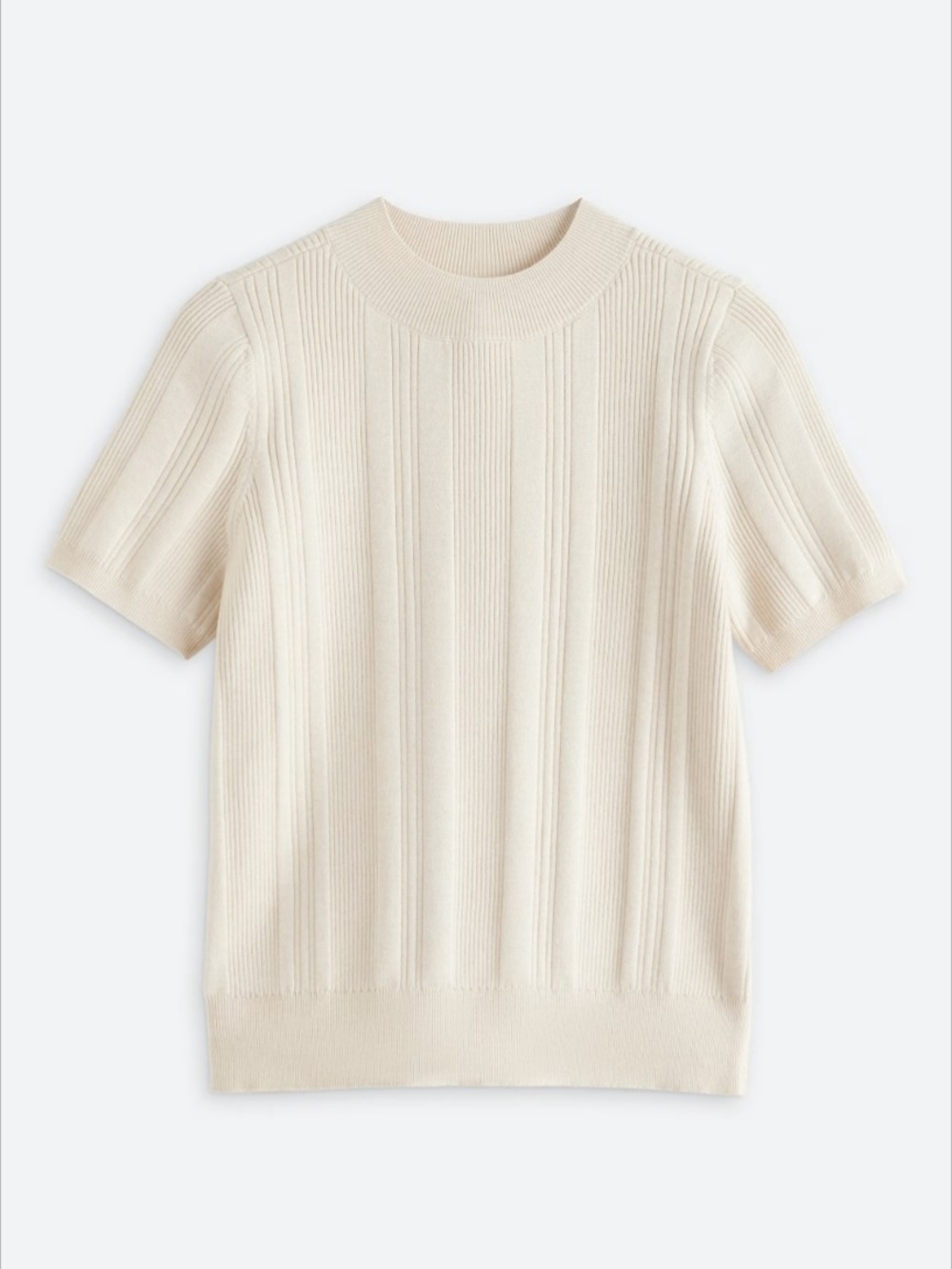 Design History Cream Ribbed Short Sleeve Sweater